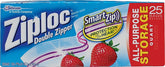 Ziploc 00330 Series Storage Bag, Zipper Closure, 7 in W, 7-7/16 in L, 1 qt Capacity, Plastic